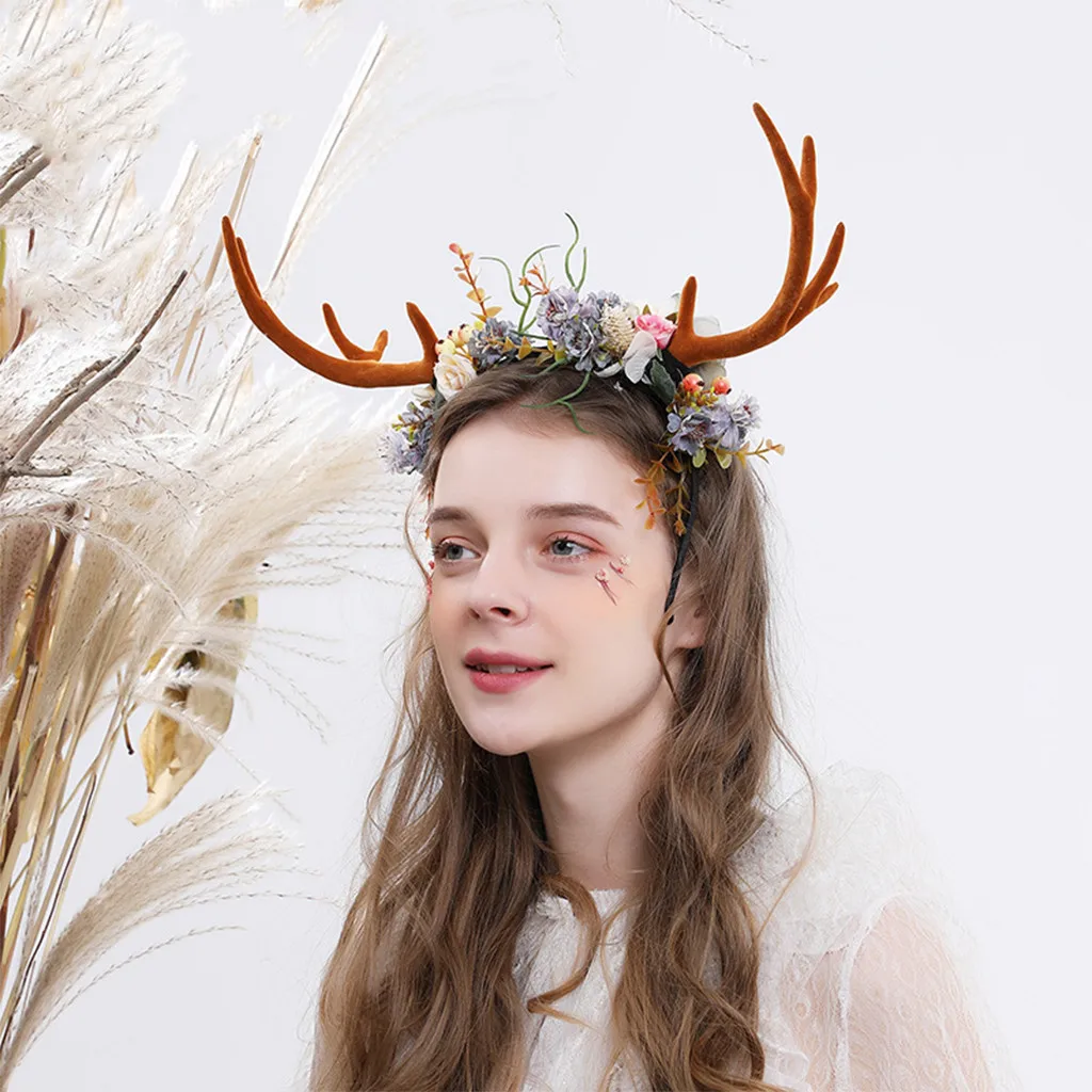 Unisex Headband fiesta con diadema de venado Outgeek Antlers Headband Deer Party Hats for Easter Christmas