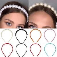 2021 new arrival women candy color high quality elegant crystal big pearls headband gifts 1pc hair hoop bezel for girls wedding