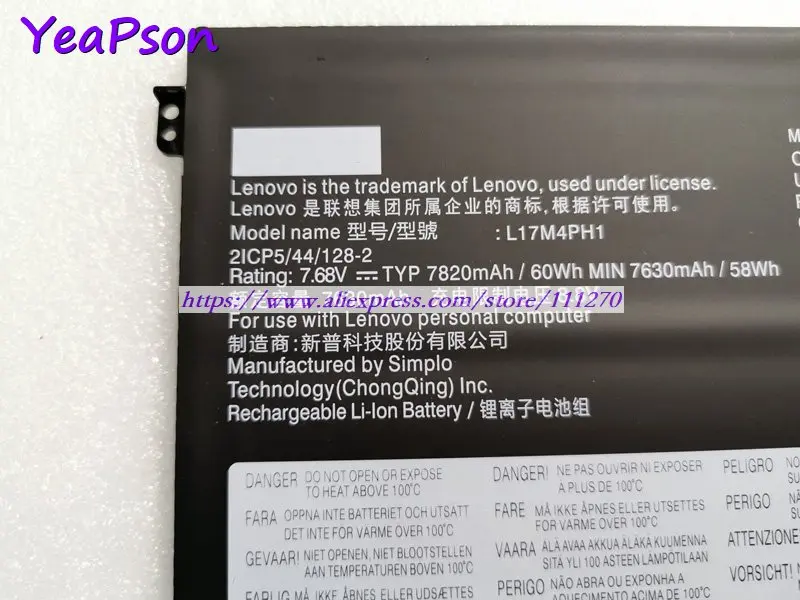 Оригинальный аккумулятор Yeapson L17M4PH1 L17C4PH1 7 68 в 60 Вт ч для ноутбука Lenovo YOGA