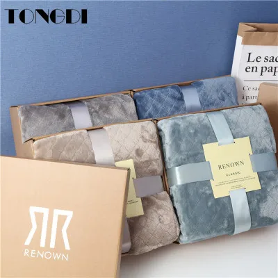 TONGDI двухэтажное 3D тиснение утолщенное мягкое теплое Флисовое одеяло с ворсом