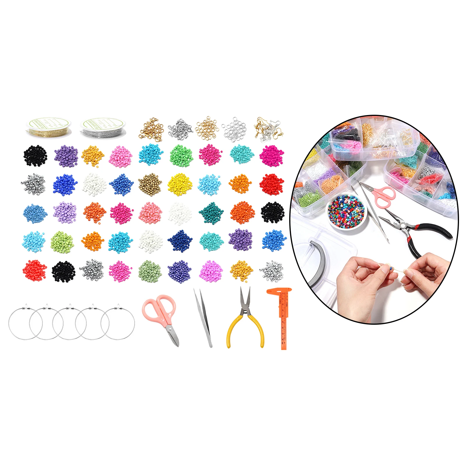 

26300pcs Plastic Seed Beads Round Small Bracelet Beads Crafts DIY for Bracelets Pendants Charms Necklaces Jewelry Making