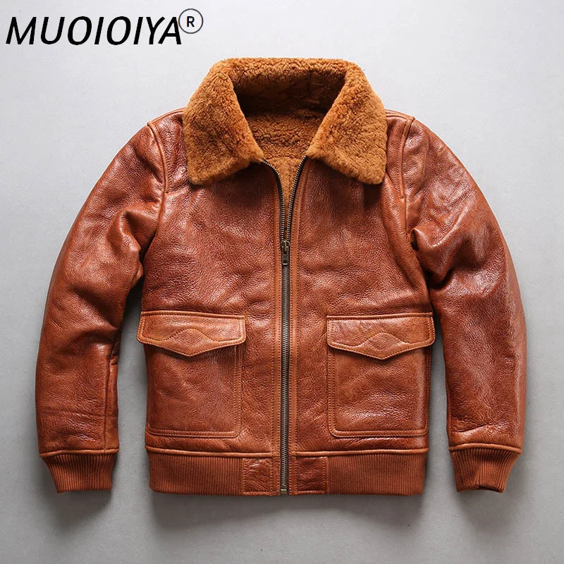 

2021 New Men Shearling B3 Flight Jacket Casual Fur Wool Liner Sheepskin Jackets Fashion Bomber Winter Russia Coats