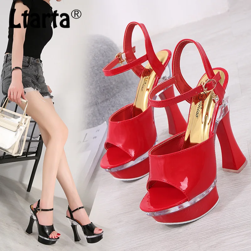 Леопардовые сандалии на толстом каблуке 14 см и платформе 4 Женская летняя