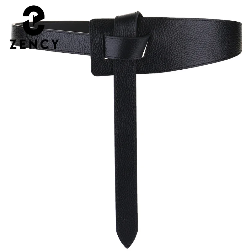 Zency 2023 New Fashion Design Wide Leather Women's Waistband Leisure Belt For Ladies Wedding Dress Waist Belt Black For Female