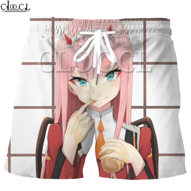 

Шорты CLOOCL в стиле аниме «любимый в Franxx Zero Two», повседневные пляжные брюки с 3D принтом, мужские спортивные модные дикие шорты с кулиской