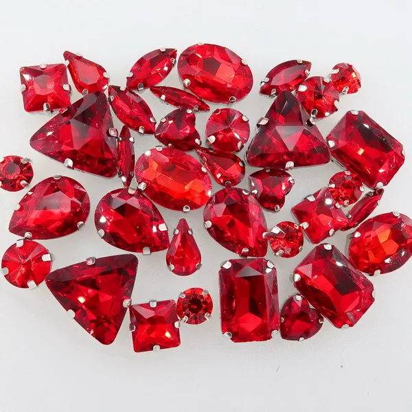 A21 Dark red 50 шт./пакет формы микс серебро коготь Установка ясный и желейные конфеты стеклянные стразы цвета Кристалл пришить стразы торжественное платье туфель и сумки diy кружевной отделкой - Цвет: A21 Dark red