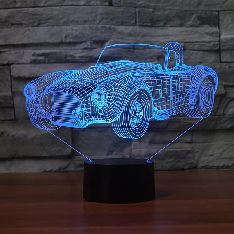 Дизайнерский винтажный автомобильный 3D светодиодный RGB Ночник светильник 7