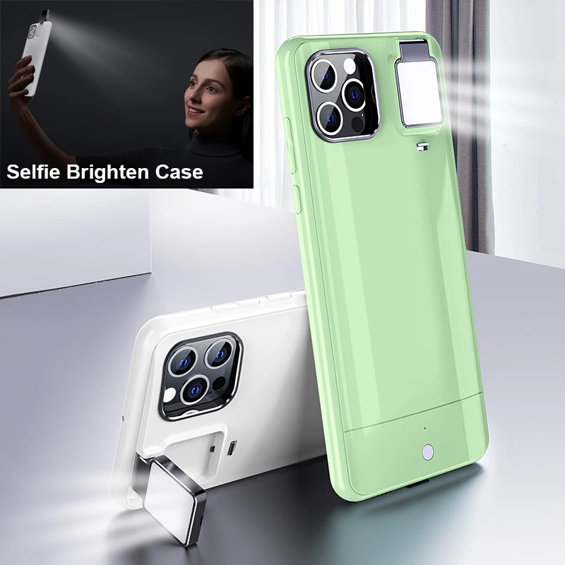 

Night Selfie Phone Case for IPhone 12 Pro Max 11 11 Pro X XR XS Max Shockproof Slim Case 4-Gear Control Built-in Battery Cover