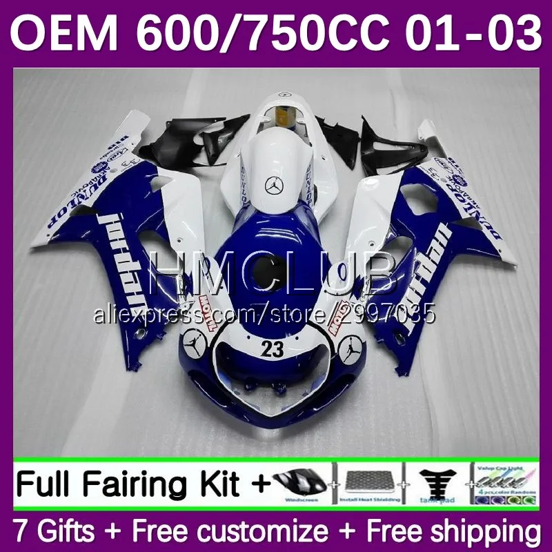 

Инъекция для SUZUKI GSXR-750 GSXR600 K1 GSXR 750 600 CC 11No.7 GSXR750 2001 2002 2003 GSX-R600 01 02 03 обтекатель глянцевый синий