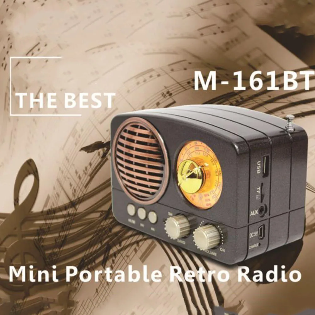 M 161BT аудио Bluetooth Динамик радио ABS Ретро прочные домашние USB Перезаряжаемые AM FM ЕО