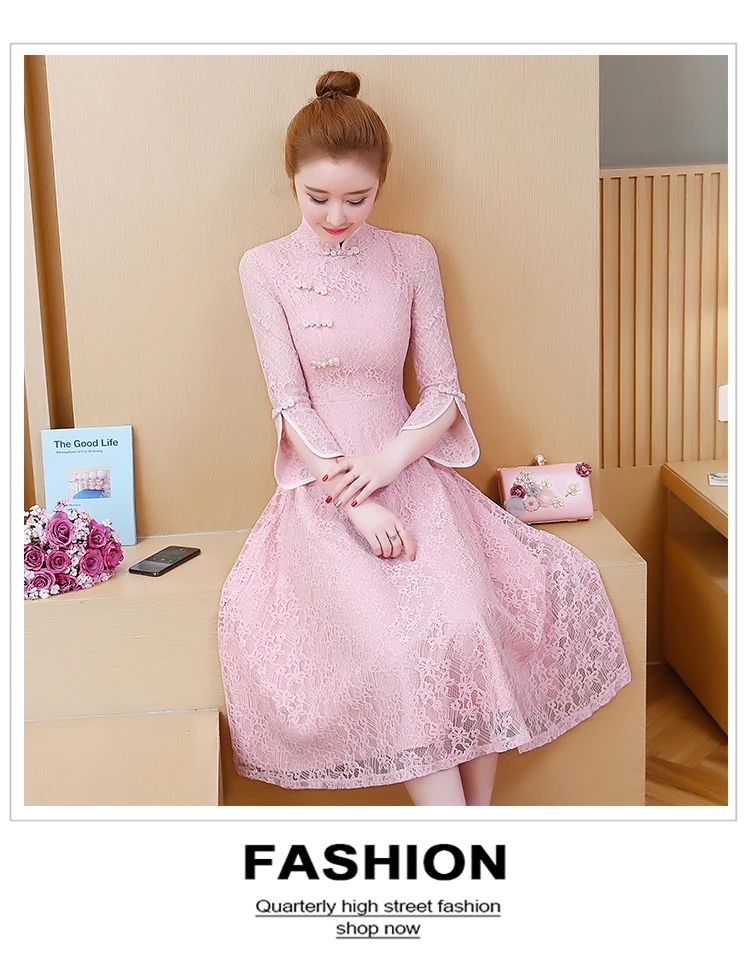 aodai cheongsam Восточная одежда кружевное платье ao dai короткое Кружевное платье для женщин вьетнамское платье Ципао китайское платье