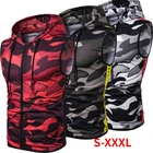 Летняя мода Мужской Камуфляжный жилет без рукавов на молнии с капюшоном