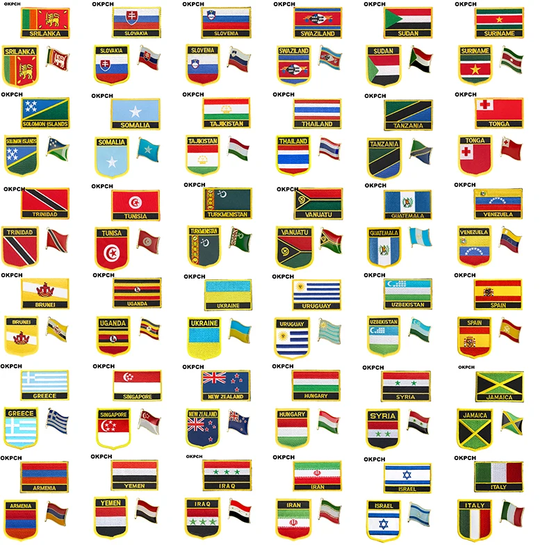 Металлические нашивки для одежды с вышивкой, с изображением птиц, Польши, Шри-Ланки, Словакии, Словении, Судана, Испании, национального флага