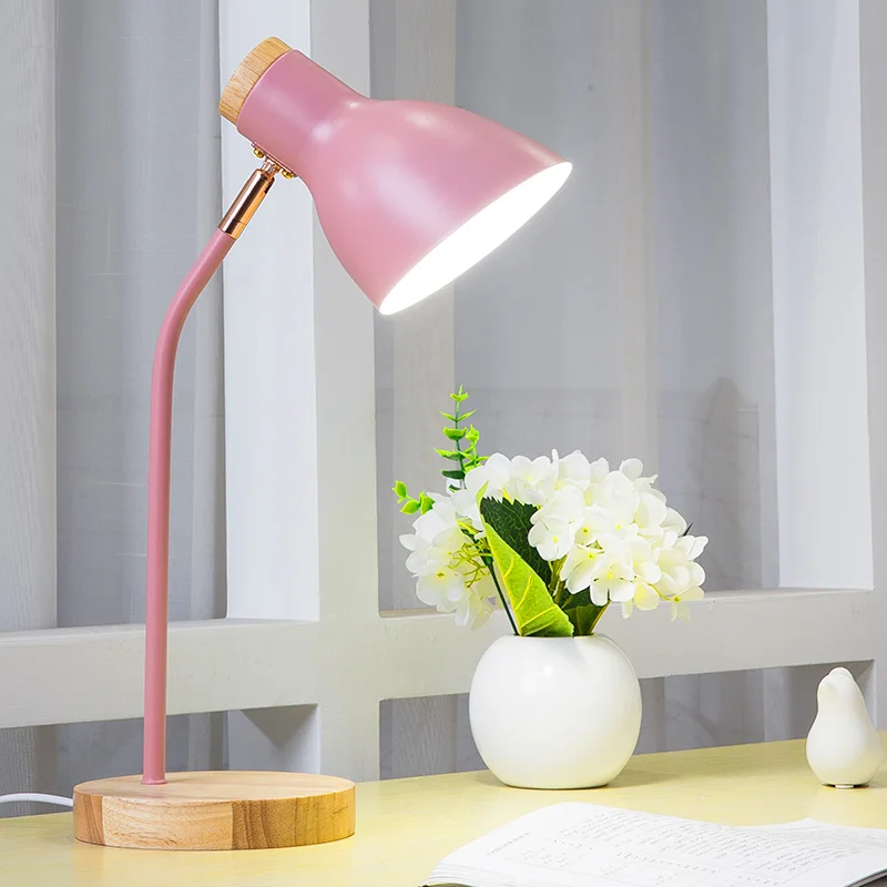 

Nordic Table lamp protection desk undergraduate dormitory ins girl bedroom bedside lamp plug-in