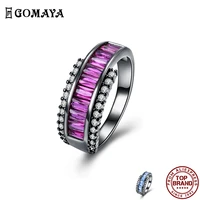 gomaya strip shape clear zircon rings for women gorgeous and elegant romantic finger ring festival party gift fashion jewelry