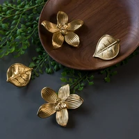 nordic brass floating leaf shape handle wardrobe gold cabinet door knobs dresser drawer pulls decor furniture handles hardware