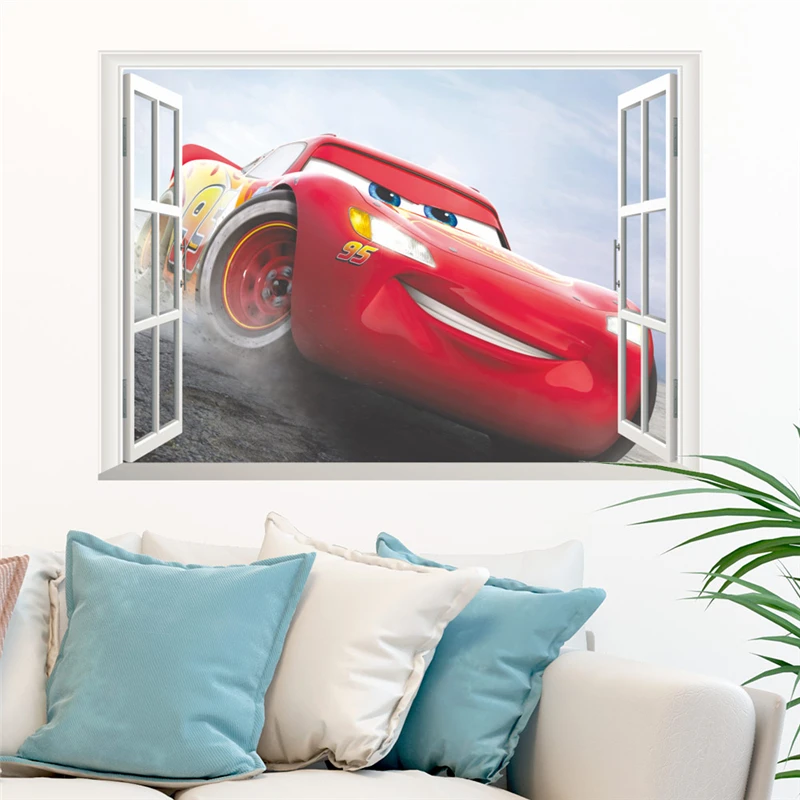 3d Дисней Тачки наклейки на окна для детской комнаты домашний декор mcqueen настенные