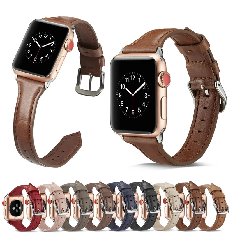 Кожаный ремешок для Apple watch 44 мм 40 iwatch Series 5 4 42 38 3 2 1 мягкий подлинный Браслет ремень