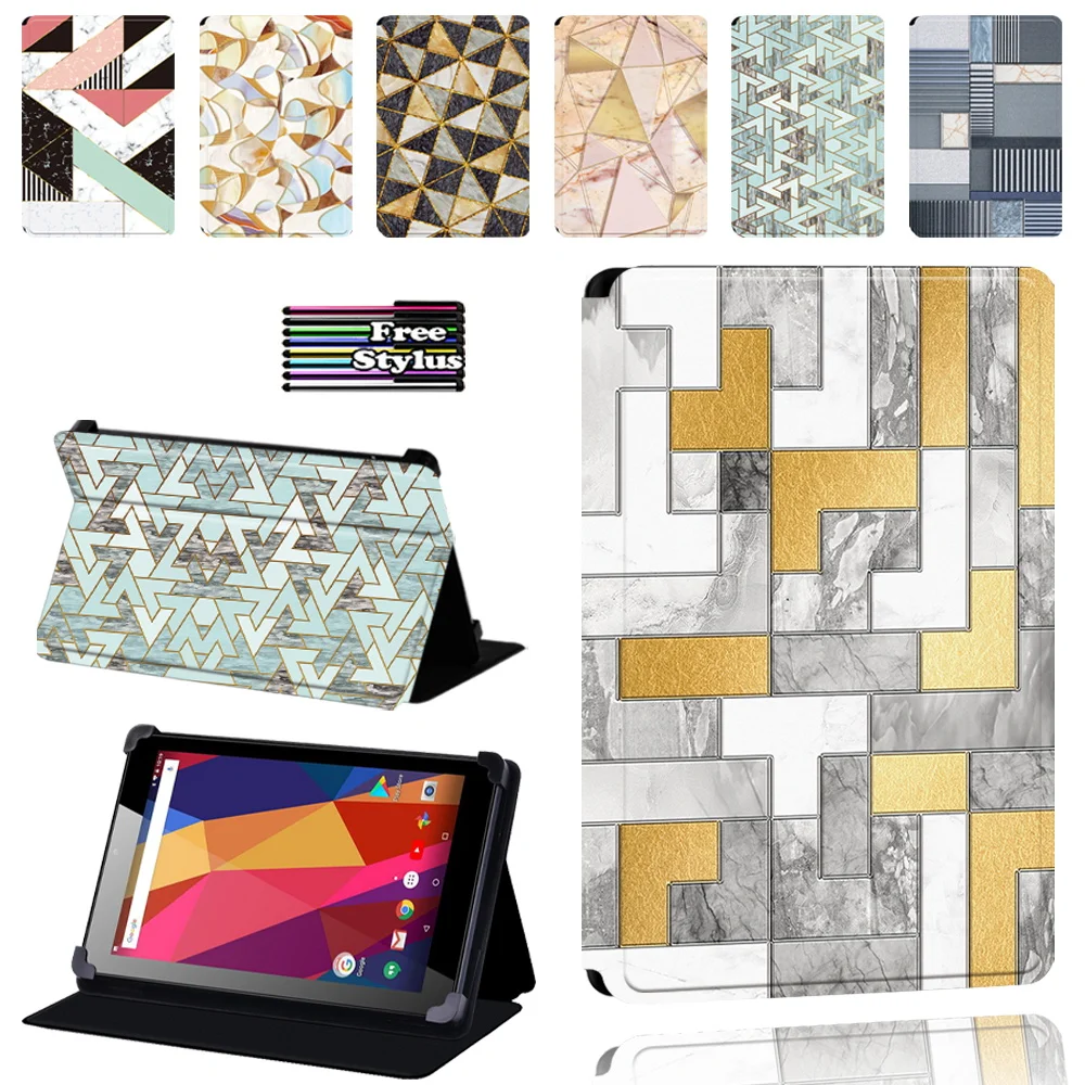 

Leather Cover for Argos Alba 7 inch / 8 inch / 10 Inch Adjustable Folding Tablet Stand cover Case + Stylus