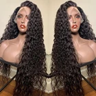 Gossamelle Свободные Вьющиеся кружевные передние парики, синтетические волосы для женщин, парик с глубокой волной, натуральные черные волосы, бесклеевые парики