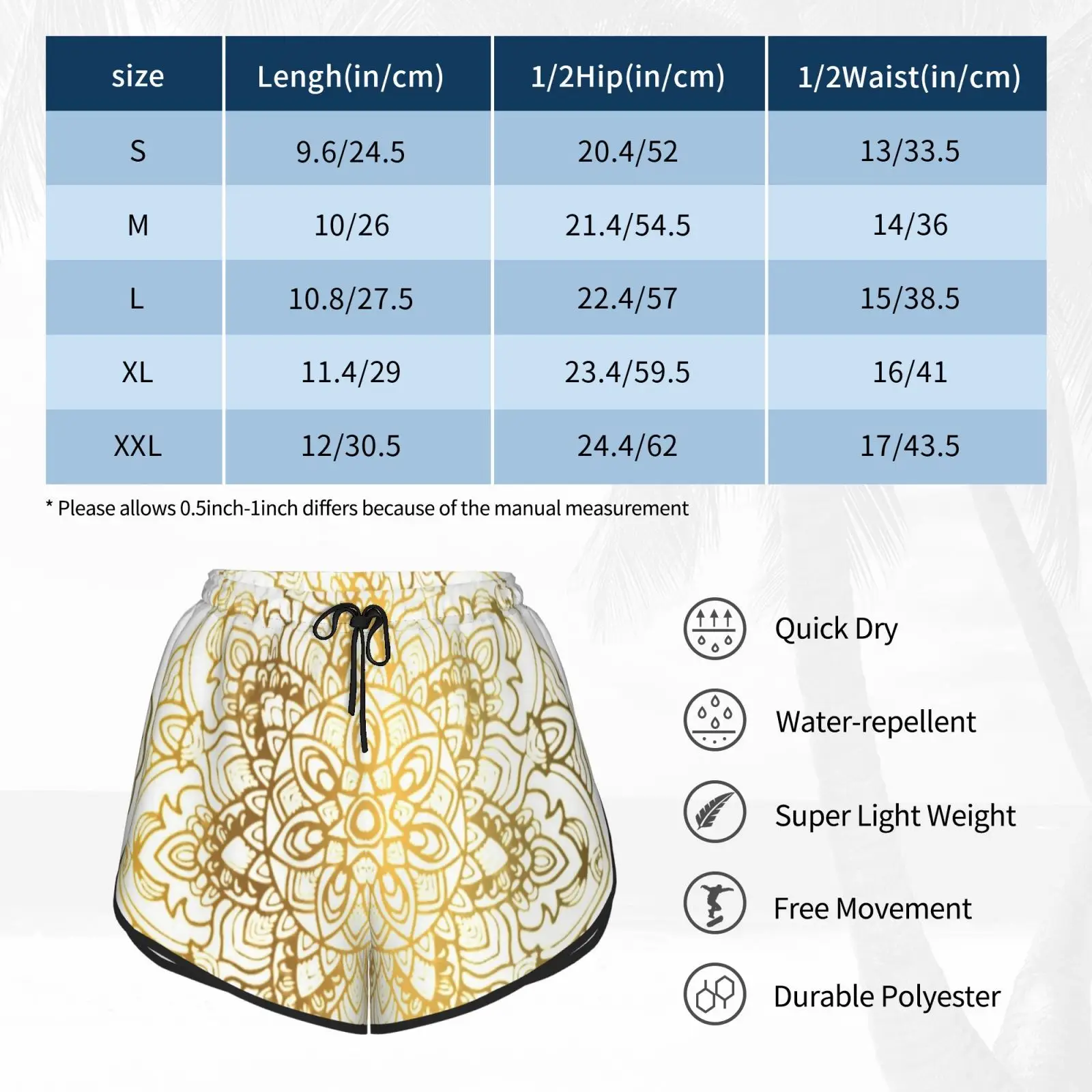

Golden Mandala Swim Shorts Women Beach Shorts Golden Mandala