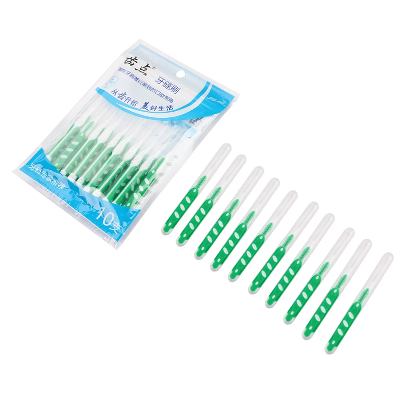 

10Pcs/Bag Adults Interdental Brush Clean Between Teeth Floss Toothpick Oral Care Tool Dental Cleaning Brushes Random Color