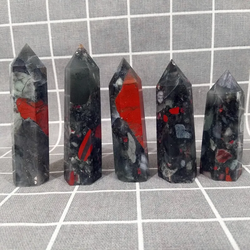 

80-100mm Natural Blood stone Tower crystal wand point Feng Shui chakra healing crystals wholesale