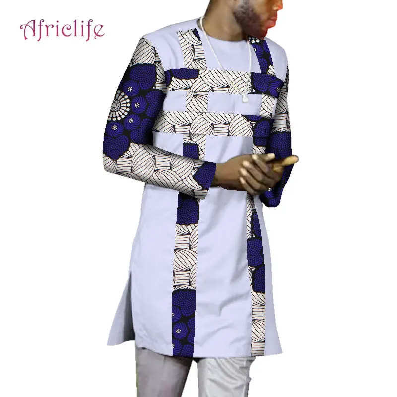 Мужская рубашка мужская с длинным рукавом Дашики новый дизайн Африканский принт