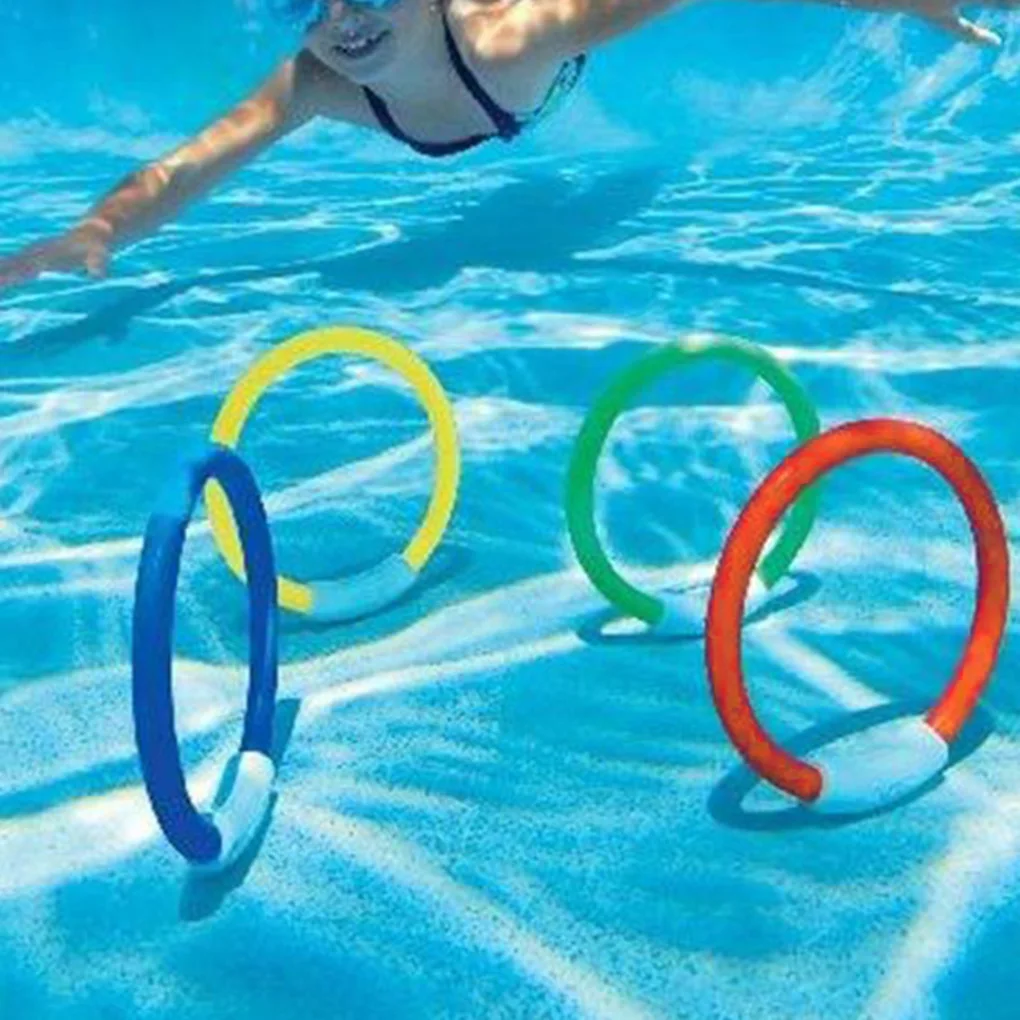 

4 шт. разноцветные кольца для дайвинга, пластиковые кольца для бассейна, забавные Подводные кольца, загруженные круглые игрушки