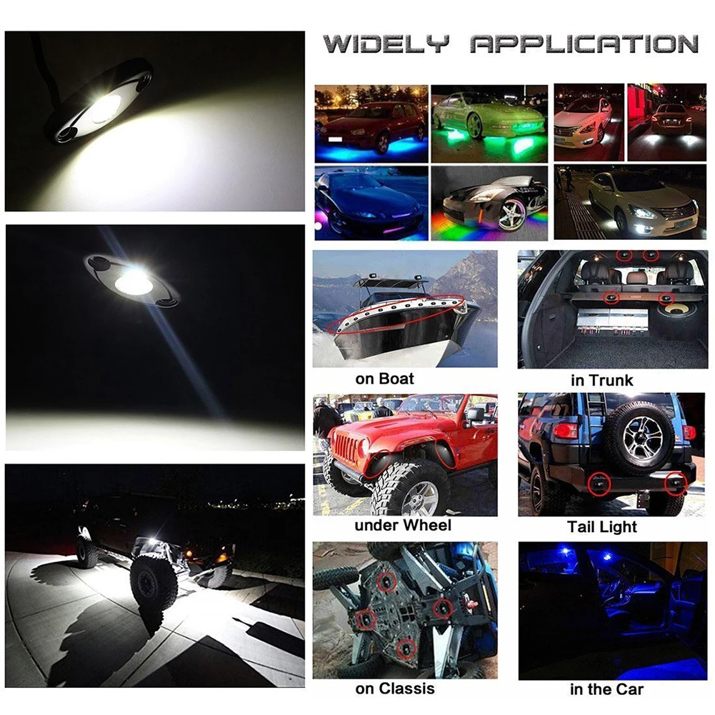 8 Pod RGB светодиодные горные фонари Водонепроницаемые огни для украшения