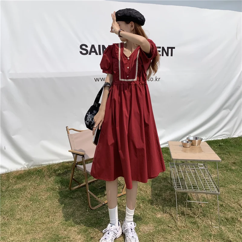 Новинка лета 2021 французское облегающее платье средней длины с V образным вырезом