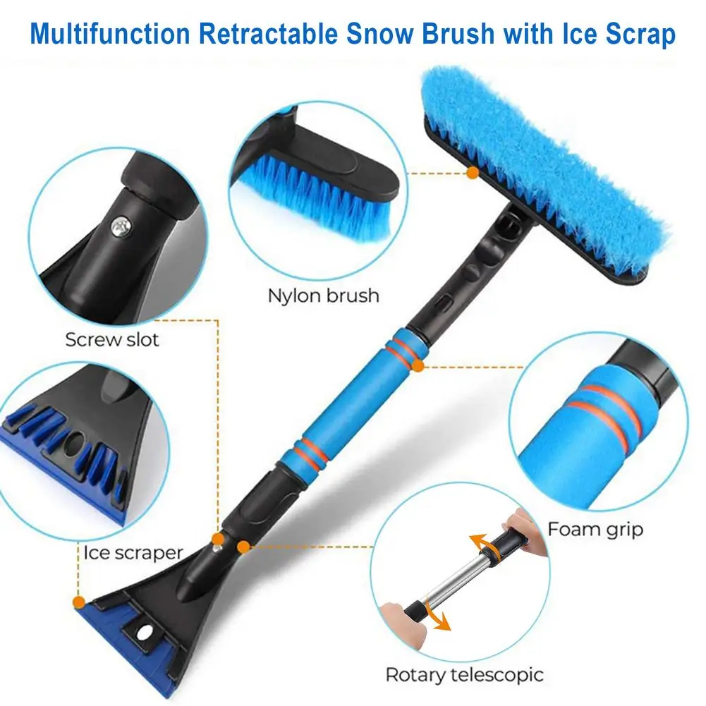 Скребок для льда на лобовое стекло автомобиля 2 в 1 щетка снега выдвижная лопата
