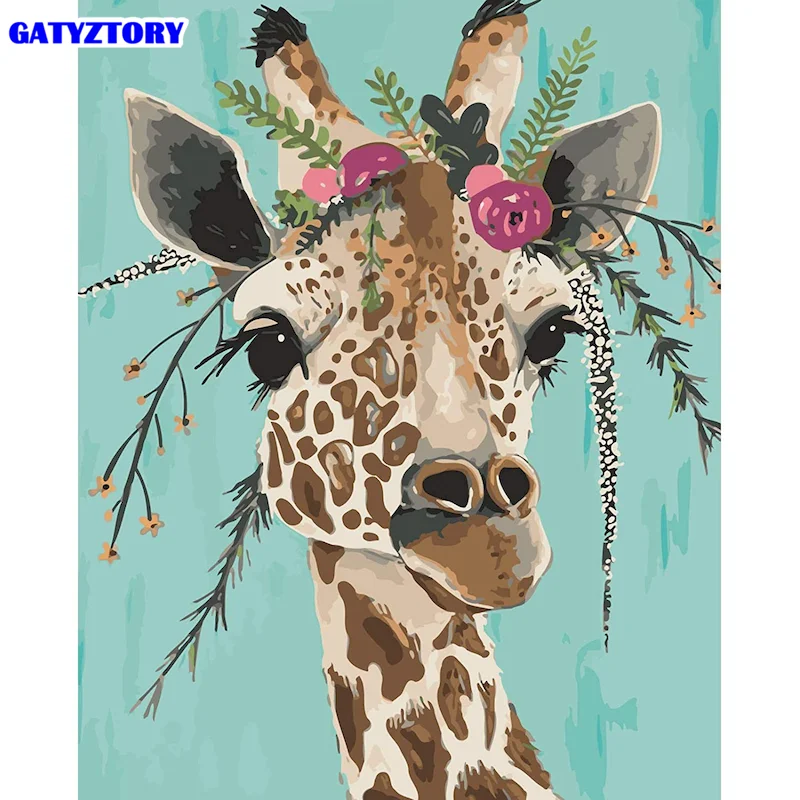 

Gatyztory DIY Deer Canvas By Numbers Kit Acrylic On Canvas Wall Art Animal Pictures Coloring By Numbers For Living Room