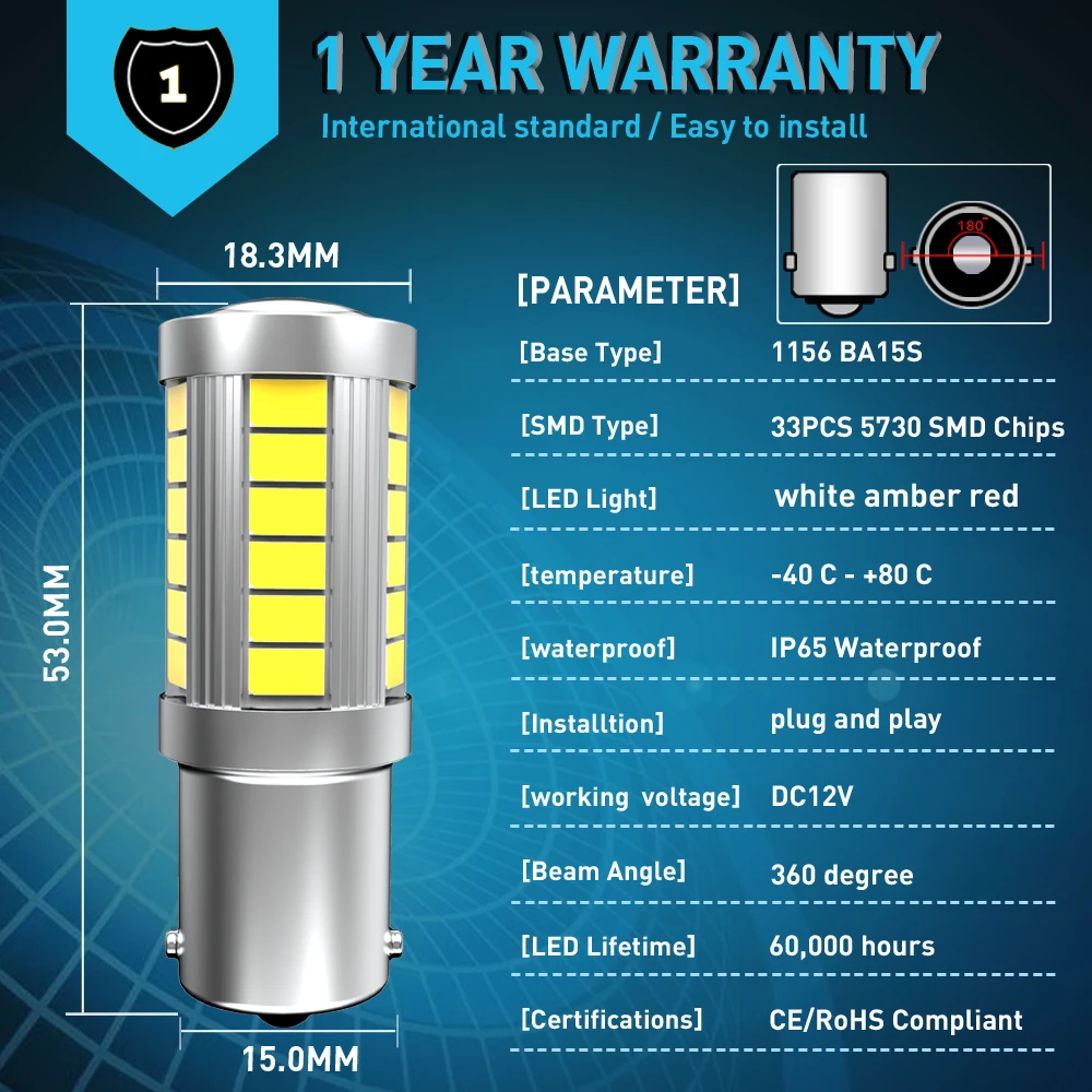 2x1156 BA15S P21W 7506 светодиодный лампы автомобиля поворотов Обратный задний