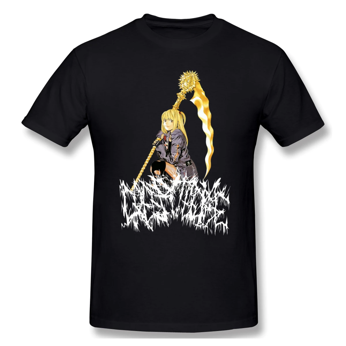 Мужские футболки DEATH NOTE Забавные топы Death Note - Misa Deathmetal из чистого хлопка в стиле