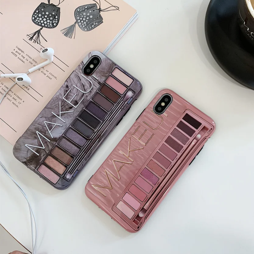 makeup eyeshadow palette phone case for iphone 11pro max xr xs max glossy soft free global shipping