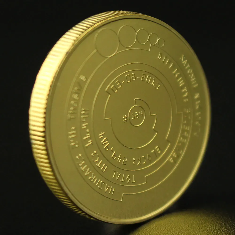 

Bitcoin Collectible Gold Plated Copy Souvenir Coin Collection Physical Cryptocurrency Coin Satoshi Nakamoto Commemorative Coin