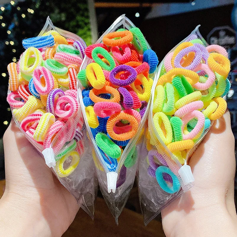 

40/80Pcs Girls Colorful Nylon Elastic Hair Bands Rubber Bands Children Ponytail Holder Scrunchie Headband Kids Hair Accessories