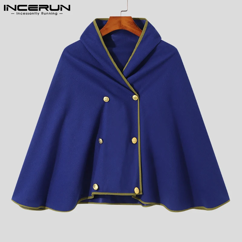 

Мужская накидка 2021, свободные двубортные повседневные пончо, Мужская Уличная одежда в стиле пэчворк, винтажная Асимметричная накидка, трен...