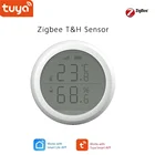 Датчик температуры и влажности Tuya Zigbee для умного дома с ЖК-экраном, поддерживает функцию автоматического включения ТВ или воздушных ограничений.