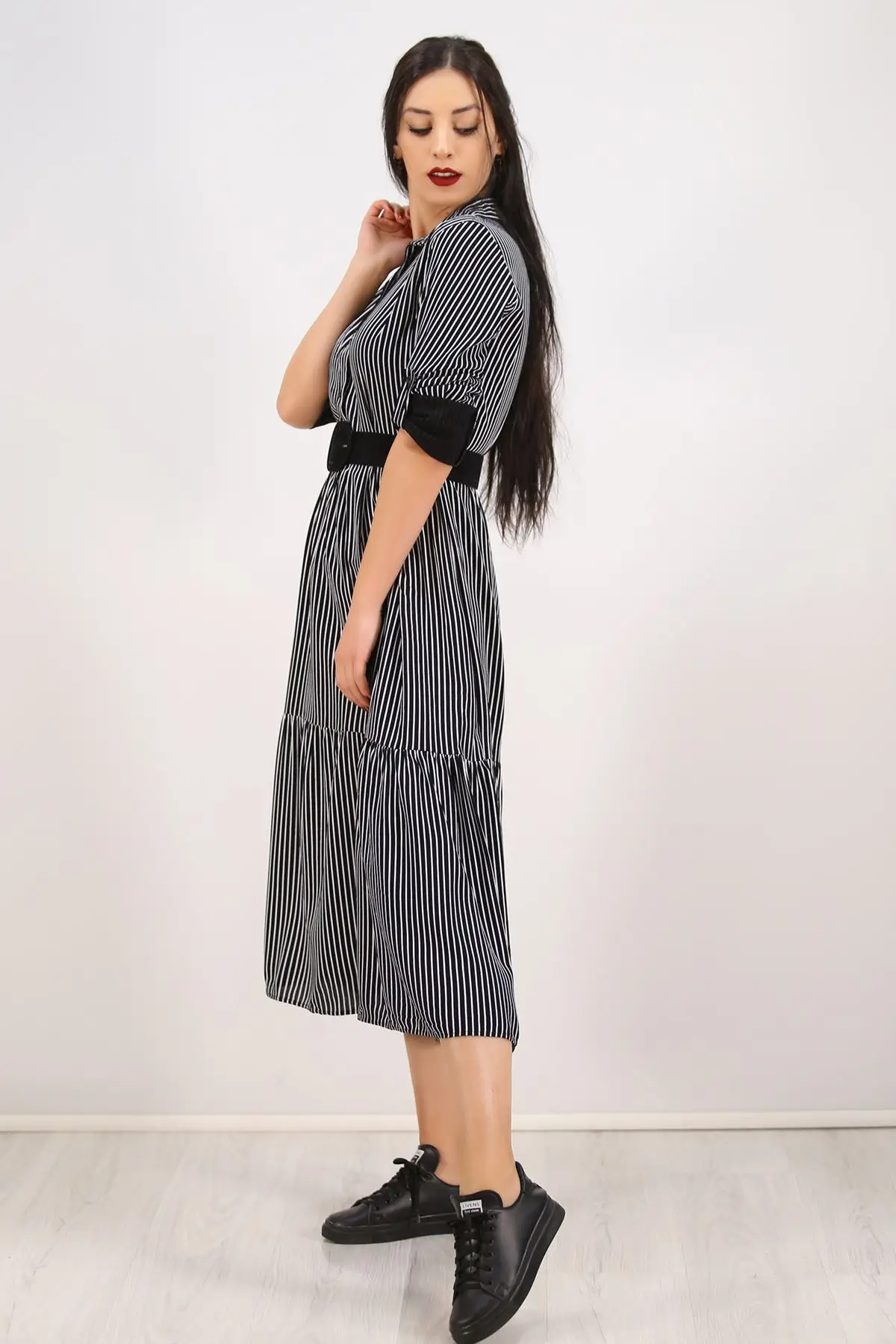 

Fold Sleeve Dress Siyahizgili