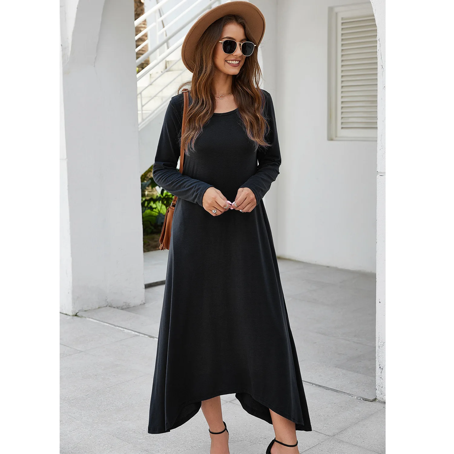 Размера плюс длинное вечерние платье 2019 Для женщин с длинным рукавом свитер