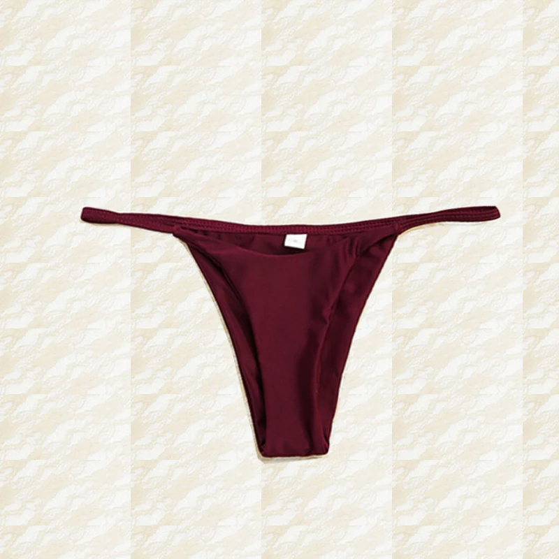 panty-dark pink Женское микро-бикини, набор, пуш-ап, одежда для плавания, Одноцветный, пляжный купальник, бразильские стринги, купальник для девочек, бикини, купальник для женщин - Цвет: panty-dark pink