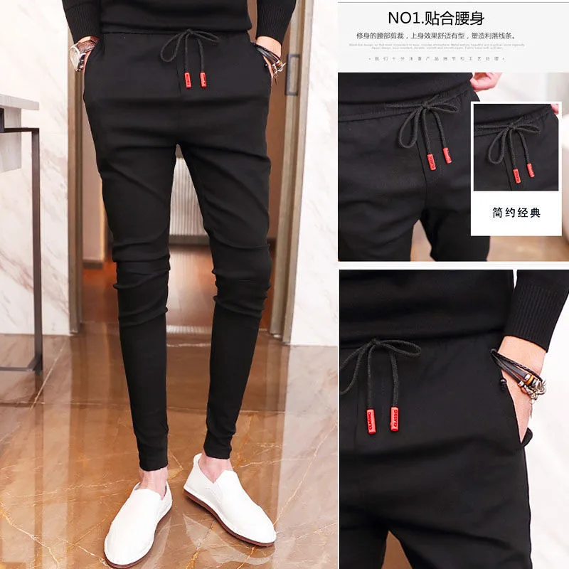 

Summer Cotton Casual Ankle-Length Mens Trousers Black Joggers Men Solid Men's Harem Pants Fitness Streetwear Slim Male Pants