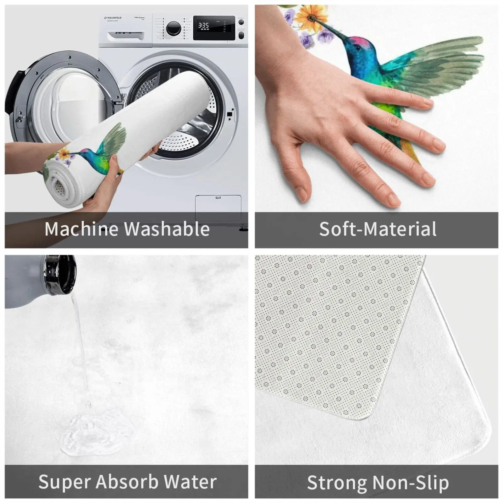 Ковер с маленьким колибри и цветами коврик мягкий ковер Колибри птицы