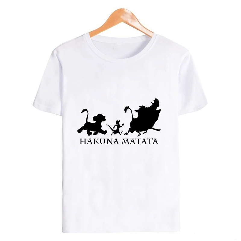 Showtly Hakuna Matata для женщин Harajuku Ullzang Лев футболка king Femme Homme летняя Прямая поставка |