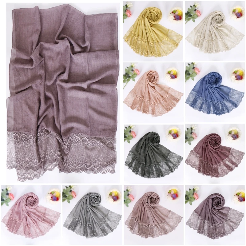 Мягкий женский аксессуар для одежды Модный длинный шарф с кружевом праздничная