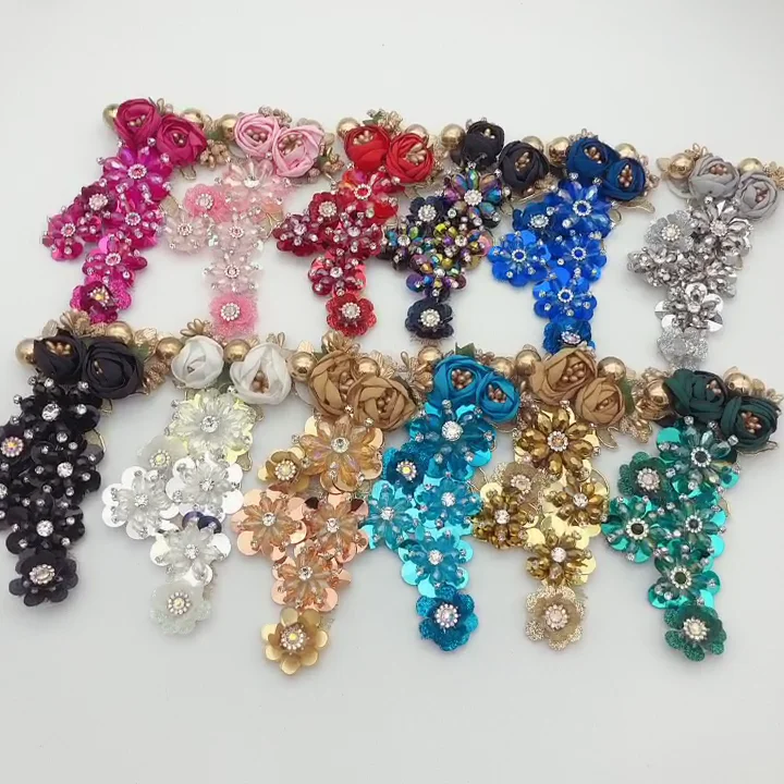 Кружевная аппликация для повязки на голову с 3d цветами 5 шт.