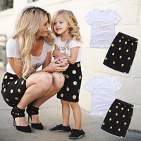 mother daughter family matching outfits clothes dot parent child dress baby girls sets mom fashion summer women kids costume