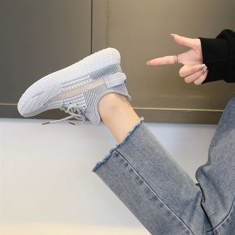 

2020 Hot Sale New Style Mesh Mesh Women Breathable Sneakers Female Lace-up Walking women Shoes Stretch Fabric
